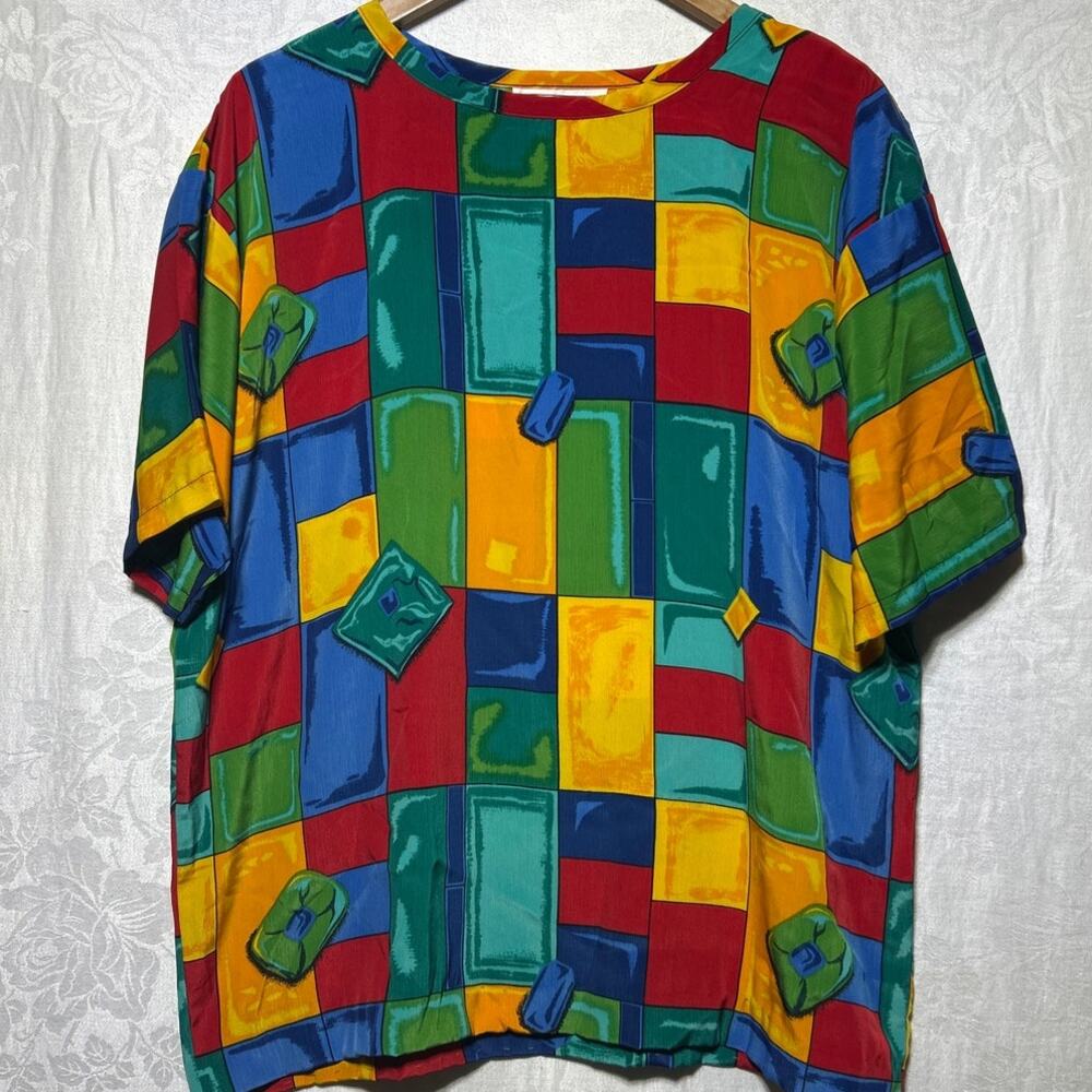 Peter Popovitch Vintage Top Large Colorful Large Geometric 80s USA Abstract Art
